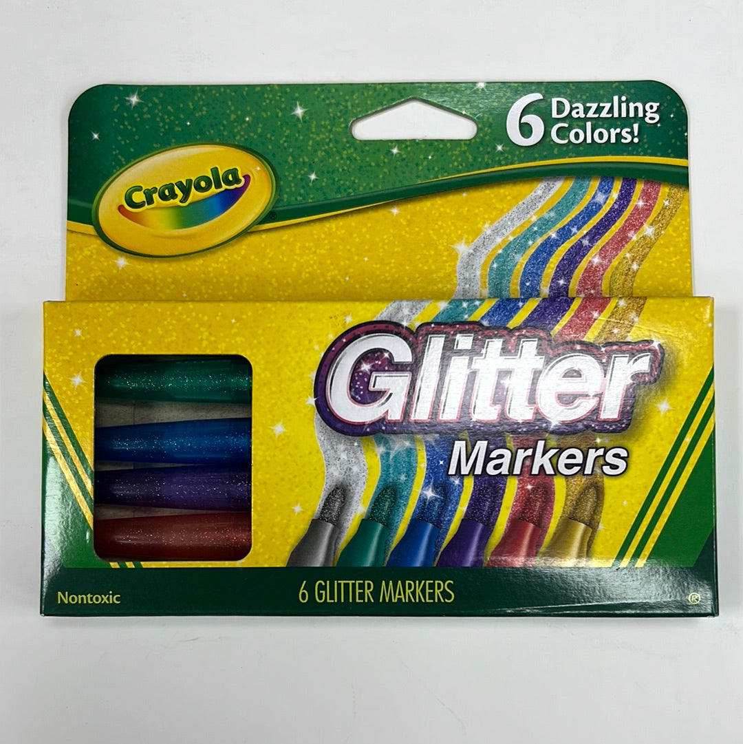Crayola Glitter Markers 6 Colors || الوان ماركر زري كرايولا ٦ لون