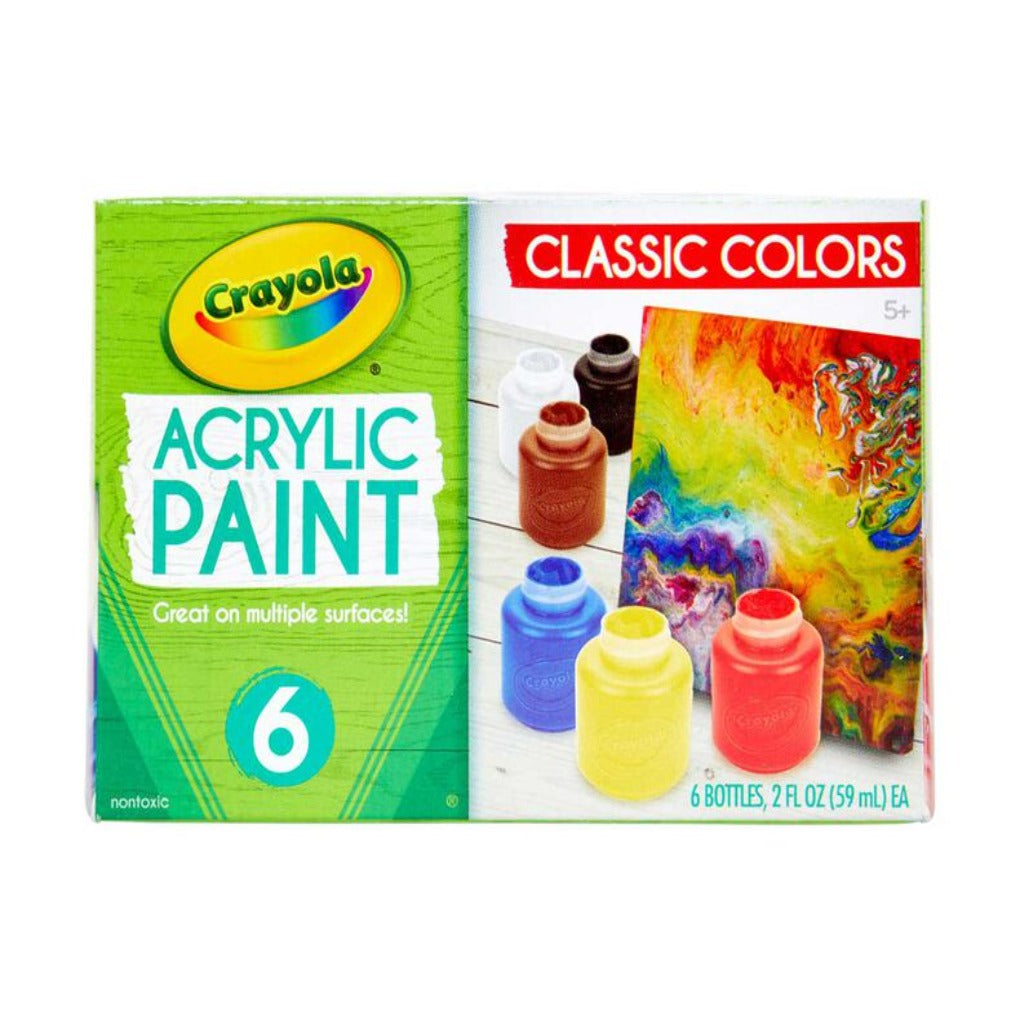 Crayola Acrylic Paint Classic Colors 6 Pcs || الوان اكريليك كرايولا 6 لون