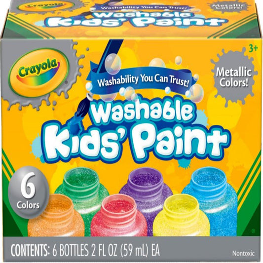 Crayola Washable Kids Paint 6 Metallic Colors || الوان كرايولا قابلة للغسل للاطفال ٦ الوان ميتاليك
