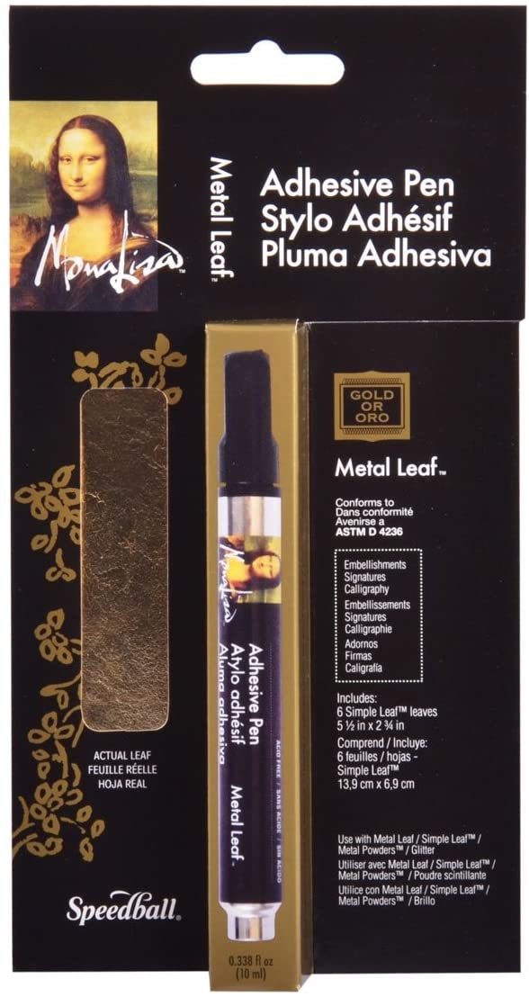 Speedball MonaLisa Adhesive Pen and Gold Leaf Set || مجموعة الكتابة الذهبية قلم لاصق وورقة ذهب موناليزا