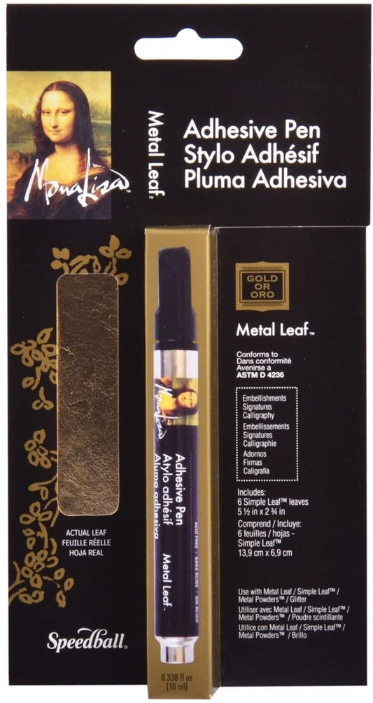 Speedball MonaLisa Adhesive Pen and Gold Leaf Set || مجموعة الكتابة الذهبية قلم لاصق وورقة ذهب موناليزا
