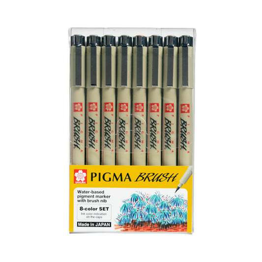 Sakura Pigma Brush Pen 8 Color Set || مجموعة اقلام ساكورا ٨ لون راس فرشة