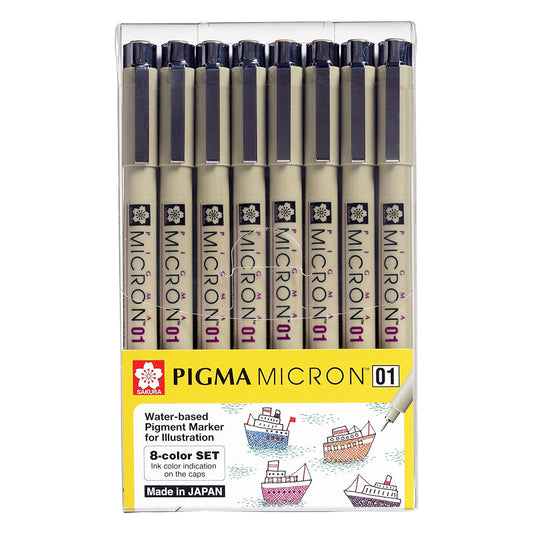 Sakura Pigma 8 Color Set 01 || مجموعة اقلام ساكورا ٨ لون براس مقاس ٠١