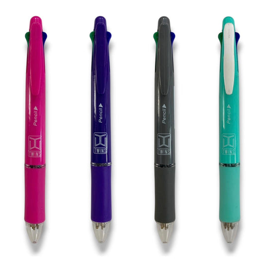 A&T Twins 4 Color Pen + Pencil Assorted Colors || قلم اربع الوان و رصاص اي اند تي توينز
