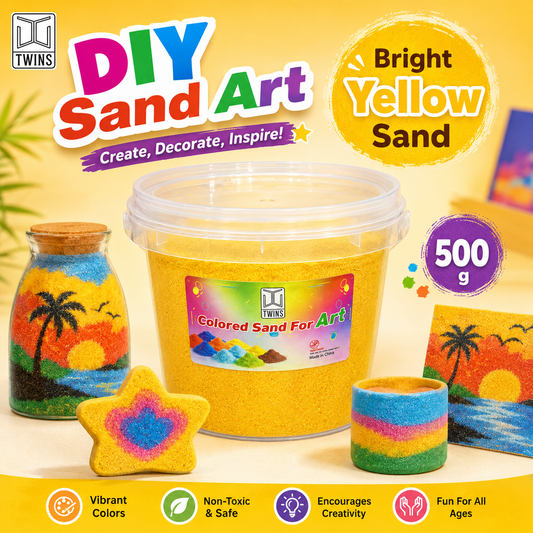 Twins Colored Sand 500g Yellow  || رمل ملون توينز 500 جرام اصفر