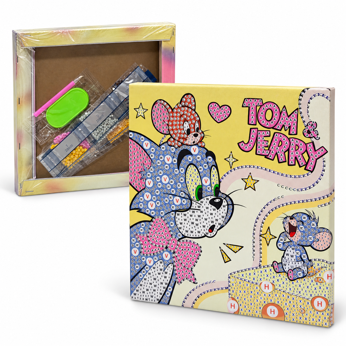 Diamond Art Canvas Kit — Tom and Jerry — 25x25 cm || مجموعة تزيين كانفاس بالأحجار اللامعة - توم وجيري - 25 × 25 سم