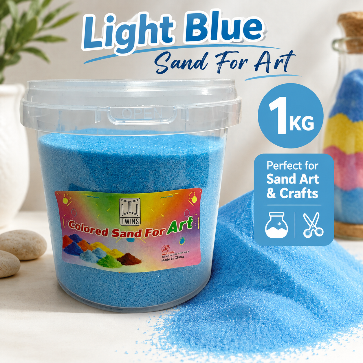 Twins Colored Sand 1 Kilo Light Blue || رمل ملون توينز 1 كيلو ازرق فاتح