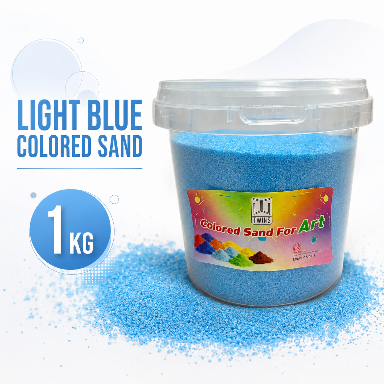 Twins Colored Sand 1 Kilo Light Blue || رمل ملون توينز 1 كيلو ازرق فاتح