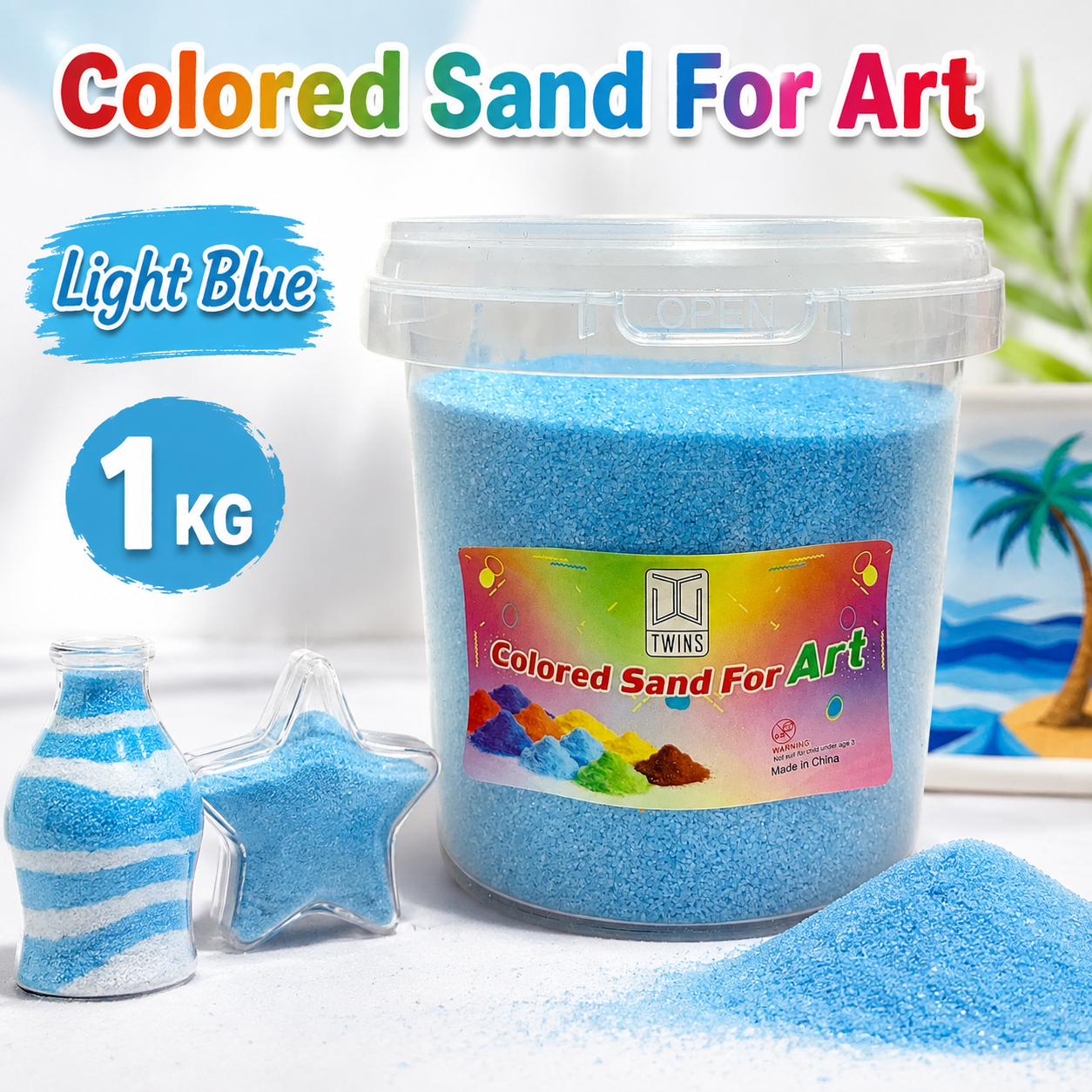 Twins Colored Sand 1 Kilo Light Blue || رمل ملون توينز 1 كيلو ازرق فاتح