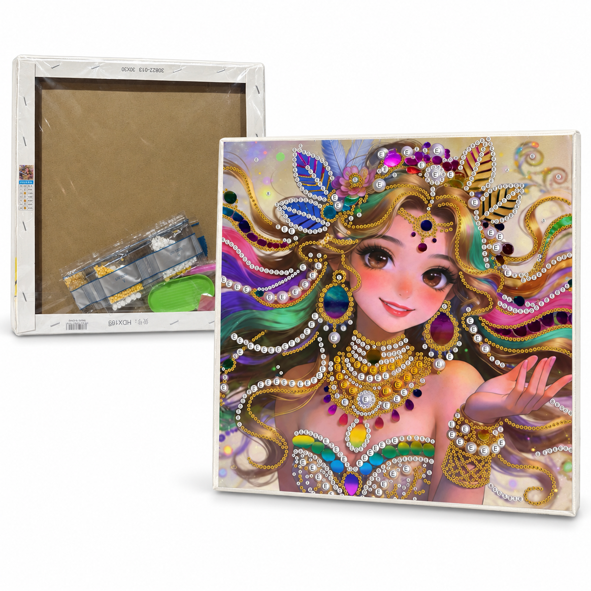 DIY Rhinestone Canvas Activity 30 x 30 cm - Colourful Fairy || نشاط تزيين كانفاس بالأحجار اللامعة 30 × 30 سم - جنية ملونة
