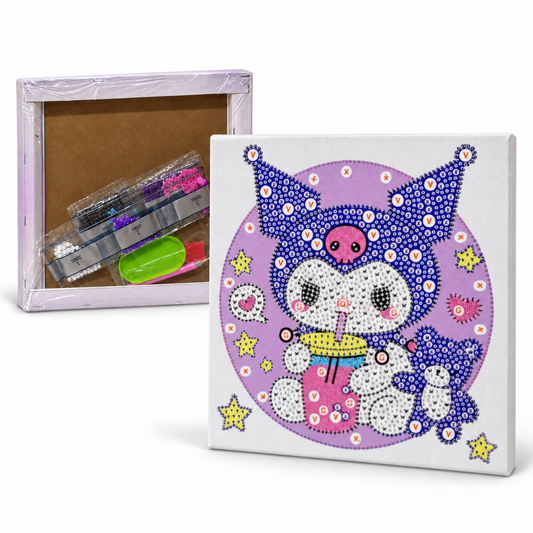 Diamond Art Canvas Kit — Kuromi — 25x25 cm || مجموعة تزين كانفاس بالكريستال - كورومي - 25 × 25 سم