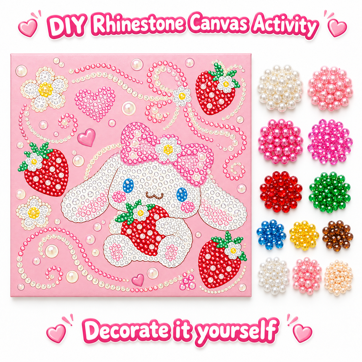 DIY Rhinestone Canvas Activity 25 x 25 cm - Cinnamoroll || نشاط تزيين كانفاس بالأحجار اللامعة 25 × 25 سم - سينامورول