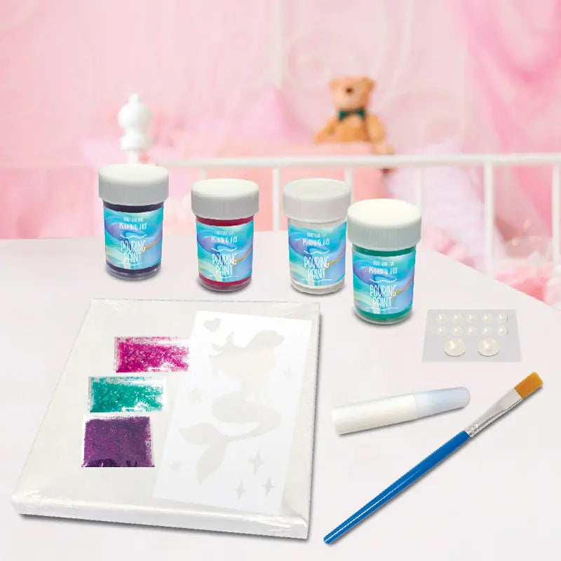 Mogtoy Paint Your Own Pouring Art || لعبة الوان السكب كانفاس