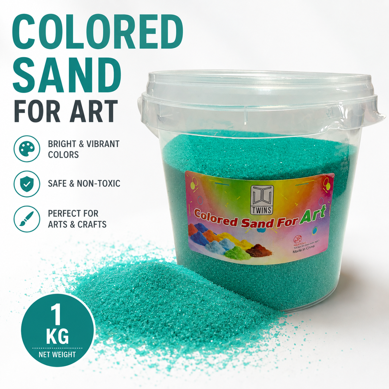 Twins Colored Sand 1 Kilo Green || رمل ملون توينز 1 كيلو اخضر
