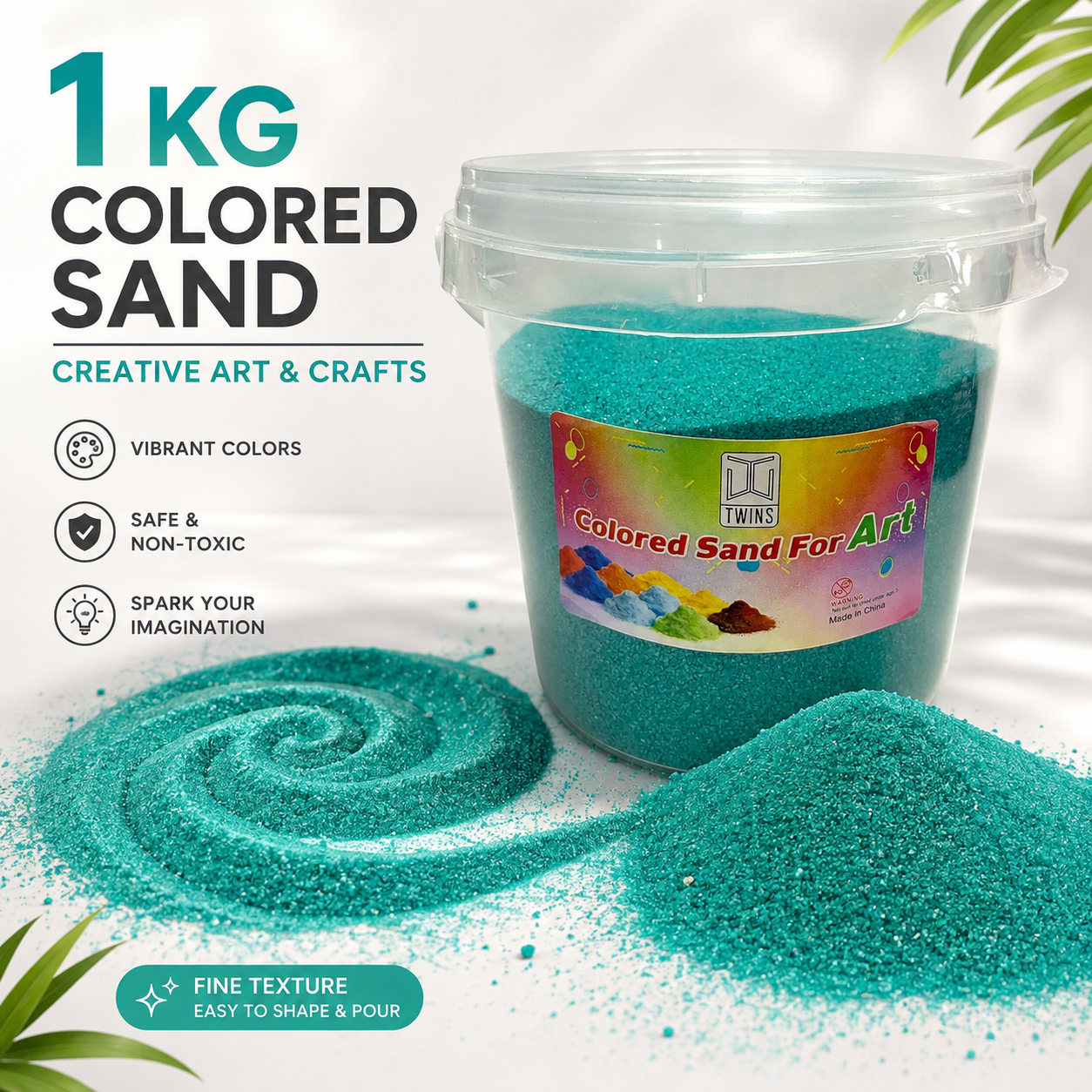 Twins Colored Sand 1 Kilo Green || رمل ملون توينز 1 كيلو اخضر