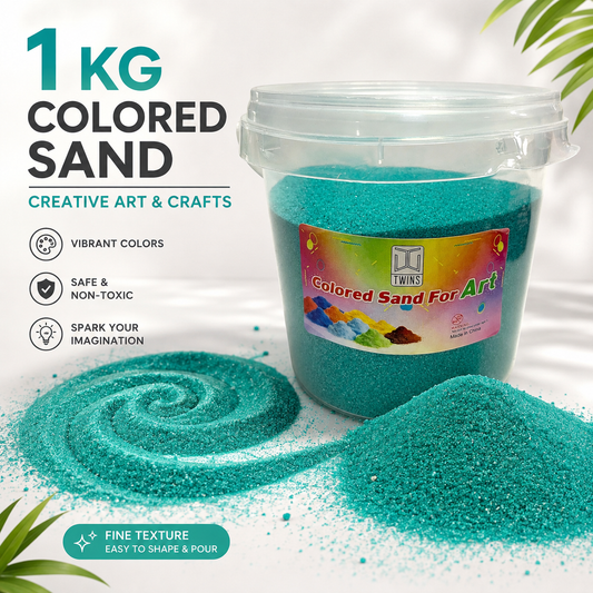 Twins Colored Sand 1 Kilo Green || رمل ملون توينز 1 كيلو اخضر