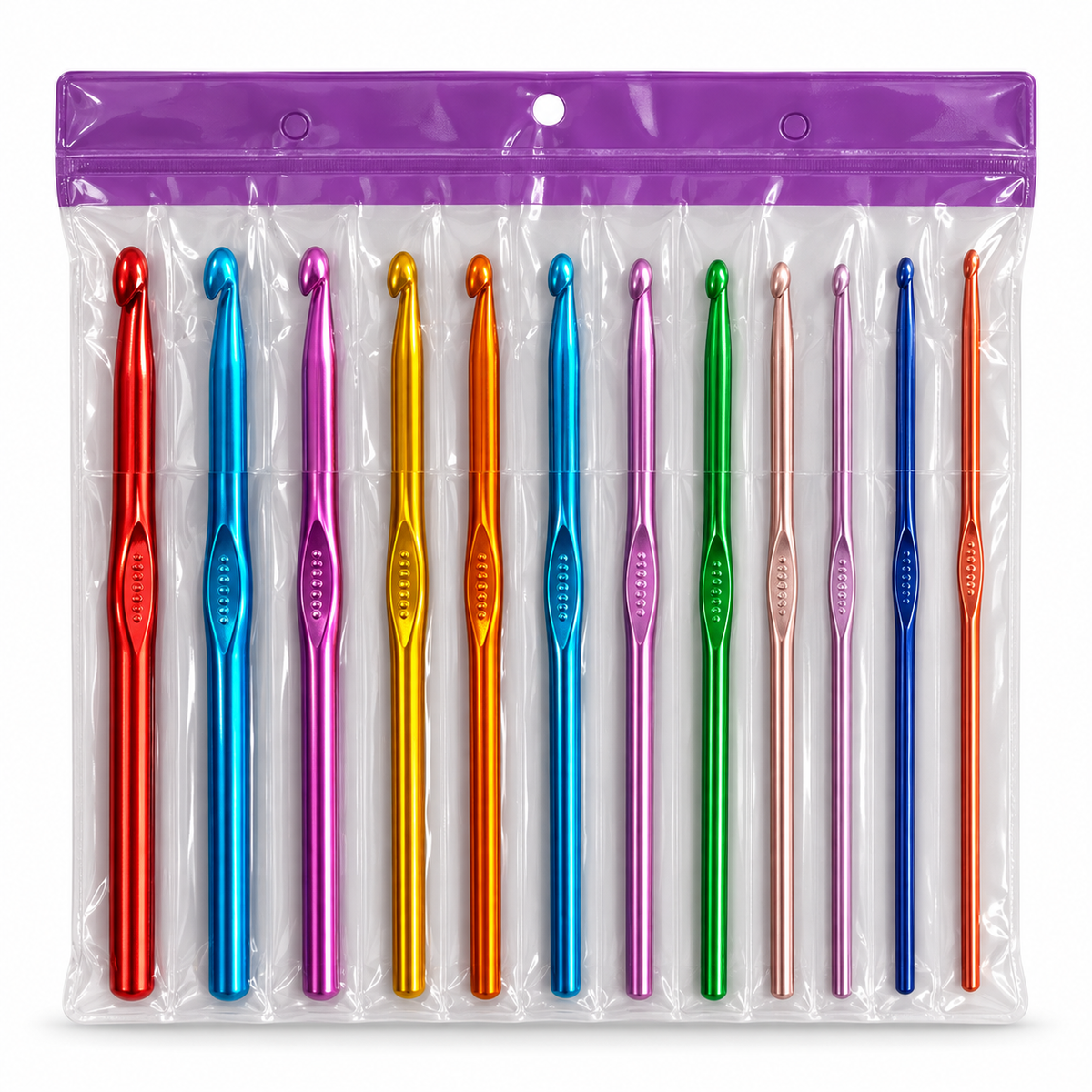 12-Piece Colorful Crochet Hook Set || طقم إبر كروشيه ملونة 12 قطعة