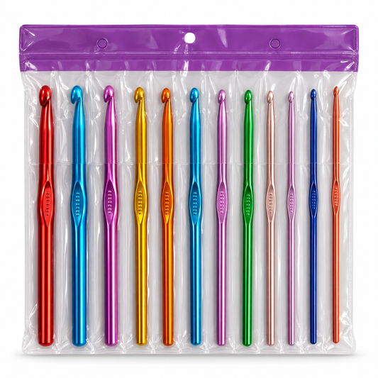 12-Piece Colorful Crochet Hook Set || طقم إبر كروشيه ملونة 12 قطعة