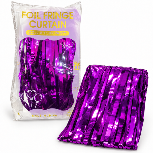 Purple Metallic Foil Fringe Curtain || ستارة حفلات بشرائط لامعة معدنية بنفسجية