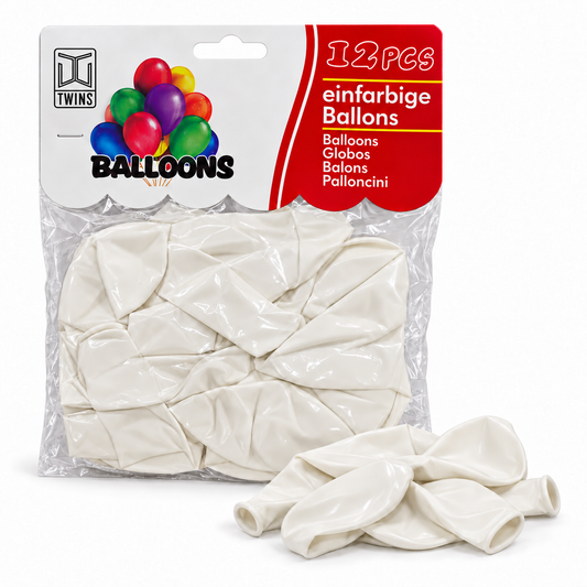 TWINS White Balloons 12 Pcs || بالونات توينز أبيض 12 حبة