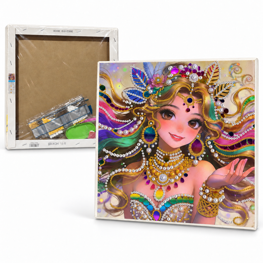 DIY Rhinestone Canvas Activity 30 x 30 cm - Colourful Fairy || تزيين كانفاس بالكريستال 30 × 30 سم - جنية ملونة