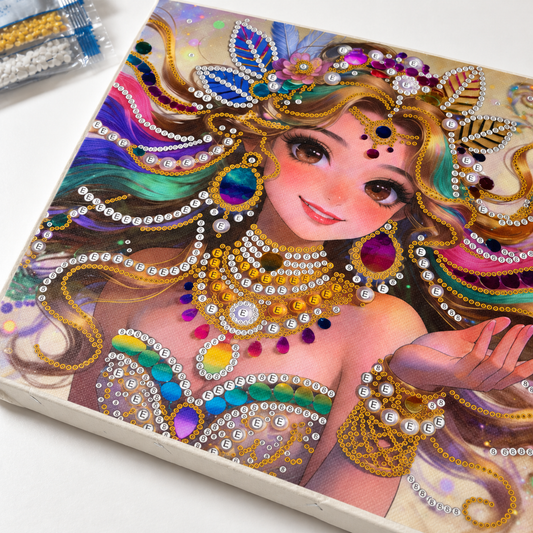DIY Rhinestone Canvas Activity 30 x 30 cm - Colourful Fairy || تزيين كانفاس بالكريستال 30 × 30 سم - جنية ملونة