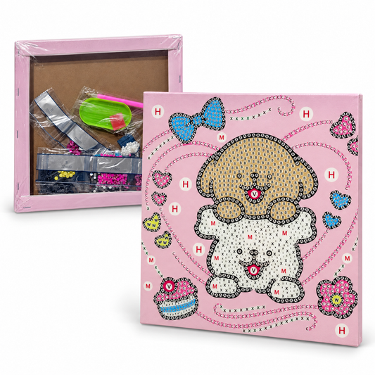 Diamond Art Canvas Kit — Puppy Friends — 25x25 cm || مجموعة تزيين كانفاس بالأحجار اللامعة - أصدقاء الجراء - 25 × 25 سم