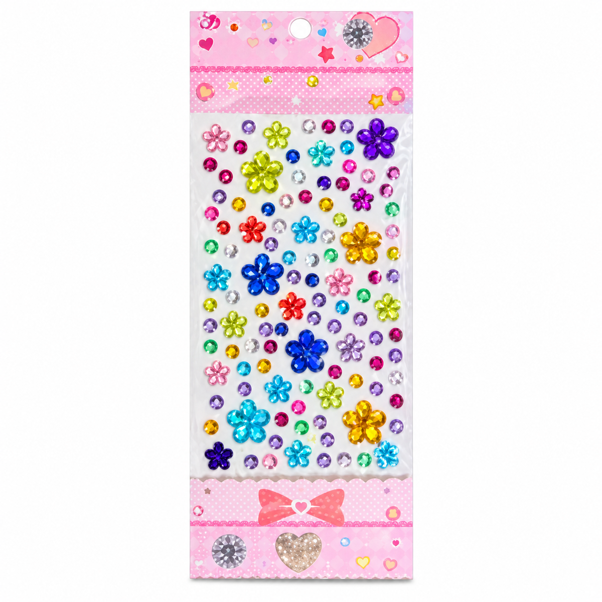 Decorative Crystal Sticker Sheet - Flowers and Rounds - Multicolor || ورقة ستيكر كريستال مزخرف - زهور ودوائر - متعدد الألوان