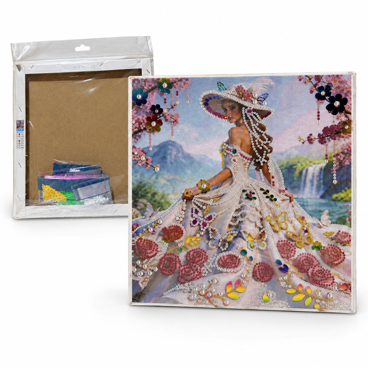 DIY Rhinestone Canvas Activity 30 x 30 cm - Lady with Hat || نشاط تزيين كانفاس بالأحجار اللامعة 30 × 30 سم - سيدة بقبعة