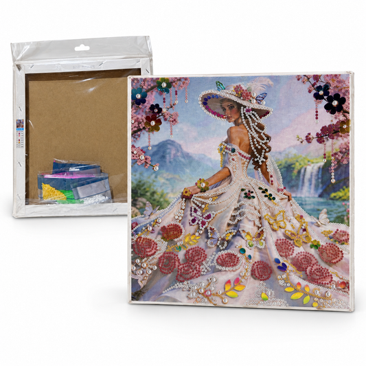 DIY Rhinestone Canvas Activity 30 x 30 cm - Lady with Hat || نشاط تزيين كانفاس بالأحجار اللامعة 30 × 30 سم - سيدة بقبعة