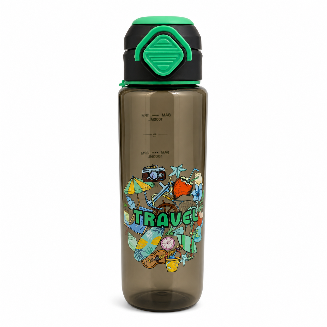 Water Bottle Clear Black 1000 ml #2 || مطارة ماء اسود شفاف 1000 مل #2