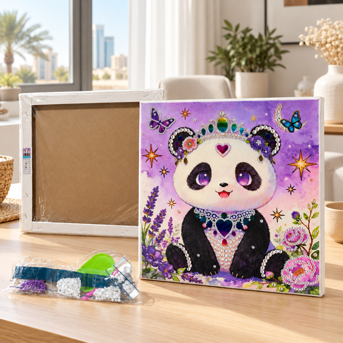 DIY Rhinestone Canvas Activity 30 x 30 cm - Panda || نشاط تزيين كانفاس بالأحجار اللامعة 30 × 30 سم - باندا