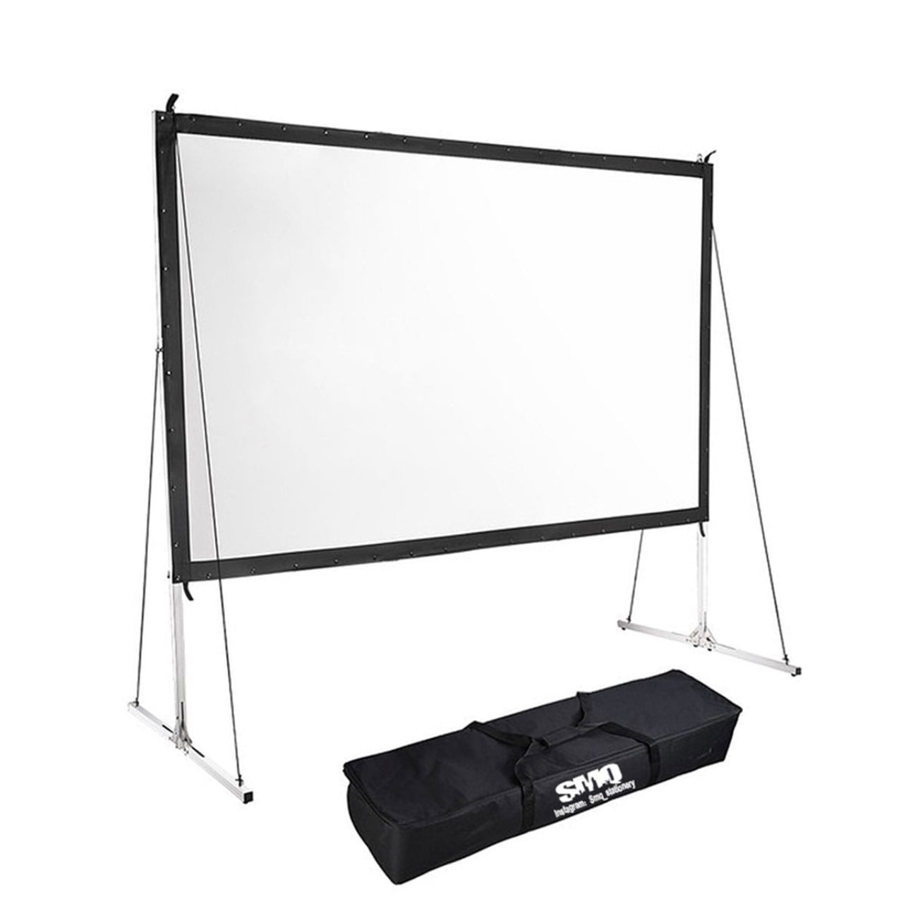 SMQ Fast Folding Projector Screen 4k Ultra HD with bag and tools (100 inch) || اس ام كيو شاشة عرض سنمائي4k Ultra HD مع حقيبة و مثبتات أرضية (100 بوصة)