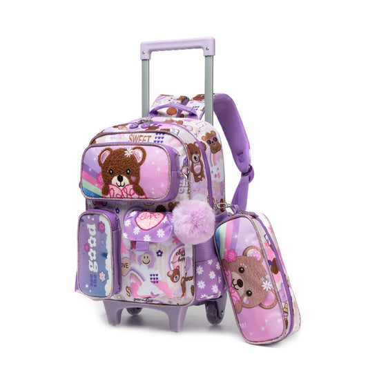 14"  Trolley  Backpack 2PCS BEAR TWINS || شنطة ترولي 14 انش 2 قطعه دب توينز