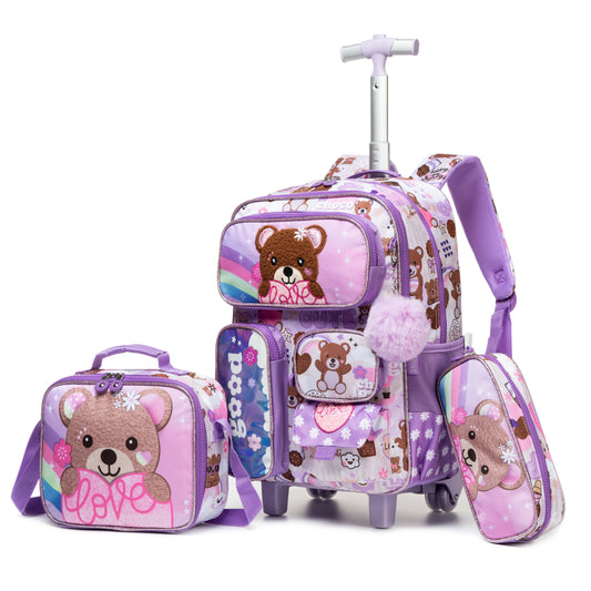 17"  Trolley  Backpack 3PCS BEAR TWINS || شنطة ترولي 17 انش 3 قطع دب توينز