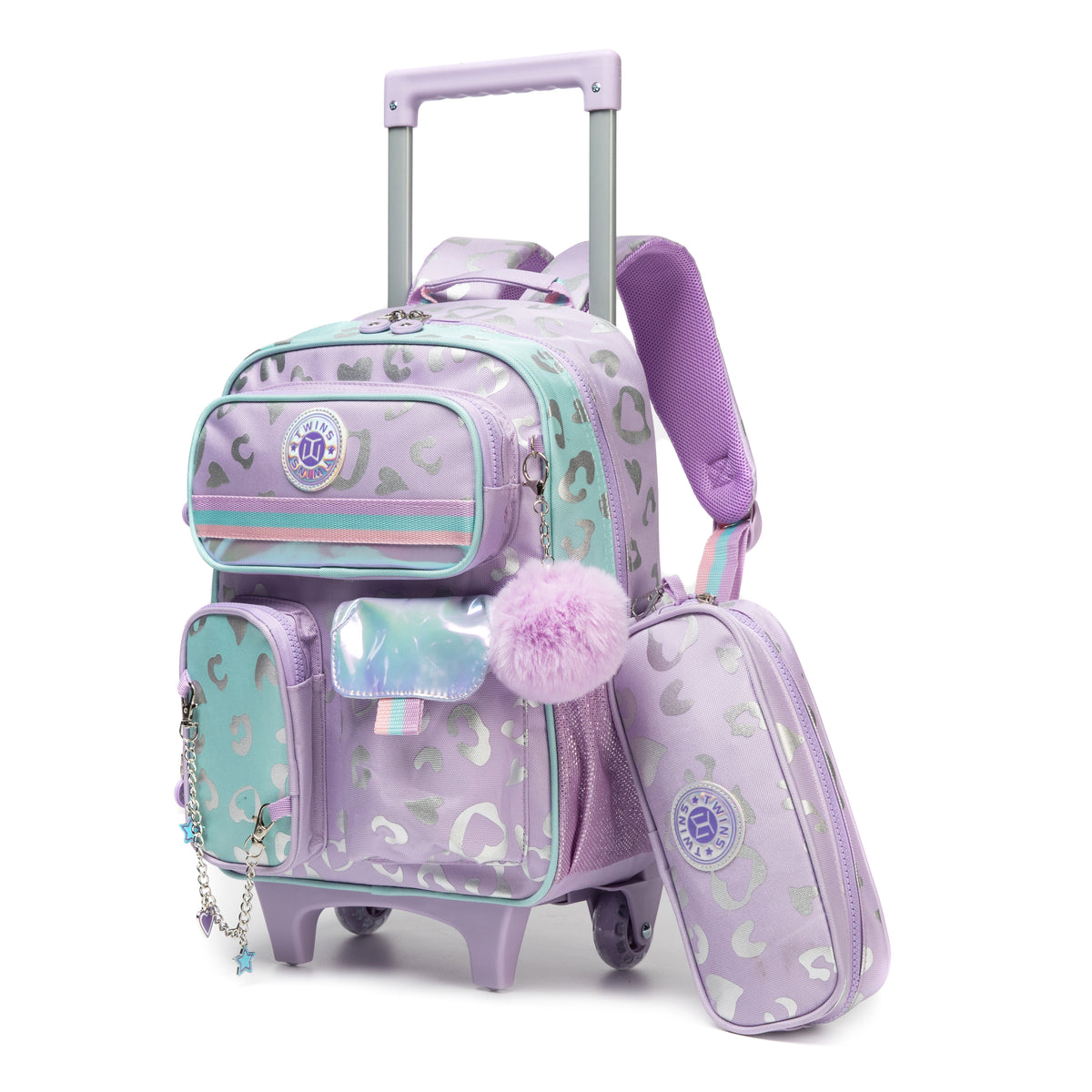 14"  Trolley  Backpack 2PCS HEARTS TWINS || شنطة ترولي 14 انش 2 قطعه قلوب توينز
