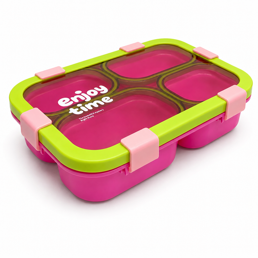 Lunch Box 4 Sections Pink || لانش بوكس 4 اقسام وردي
