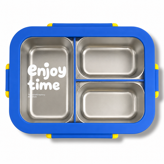Lunch Box 3 Sections Blue || لانش بوكس 3 اقسام ستيل ازرق