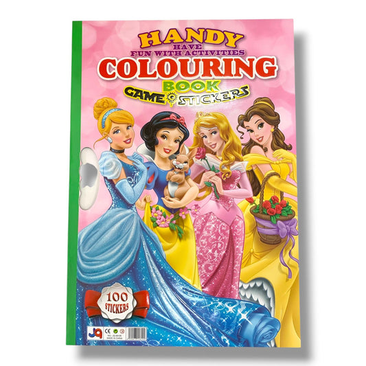 Coloring Book Game 100 Stickers Large Size Princesses || دفتر تلوين مع 100 ستيكر جامبو اميرات