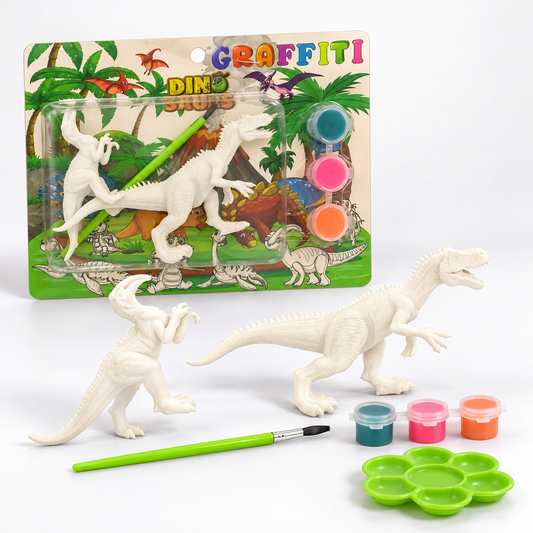 Graffiti Dinosaur Painting Kit - Two Dinosaurs, 3 Colours || طقم تلوين ديناصورين جرافيتي - ٣ ألوان