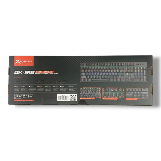 Xtrike Me Gaming Keyboard XT-GK-918 BK || لوحة مفاتيح ألعاب ميكانيكية سلكية Xtrike Me GK-918، أسود