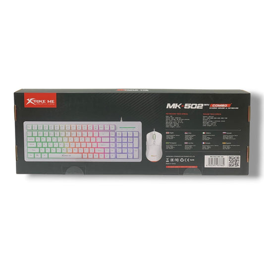 XTRIKE ME MK-502 WH AR Wired Keyboard & Mouse Combo || طقم لوحة مفاتيح وماوس سلكي إكس ترايك مي أبيض، MK-502 WH AR