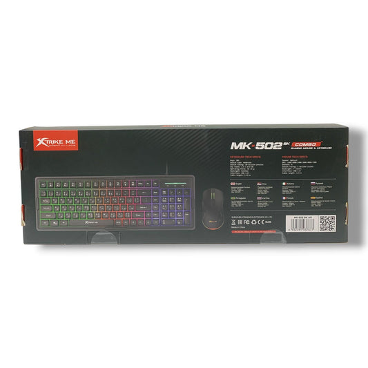 XTRIKE ME MK-502 BK AR Wired Keyboard & Mouse Combo || طقم لوحة مفاتيح وماوس سلكي إكس ترايك مي أسود، MK-502 BK AR