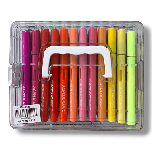 Acrylic Brush Marker 12 Colors || الوان اكريليك برش ماركر 12 لون براس فرشة