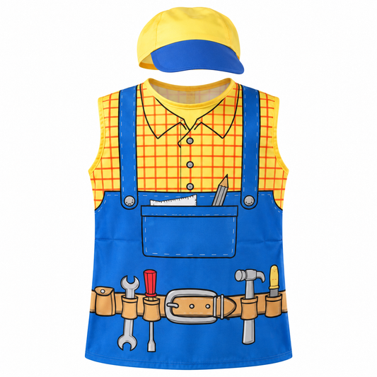 Construction Worker Role-Play Set Kids Costume – Size M || لبس أطفال طقم لعب أدوار عامل البناء – مقاس M