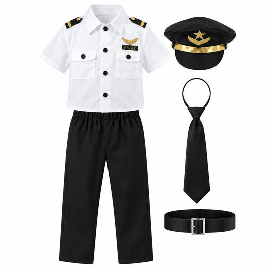 Pilot Shirt and Trousers Set Kids Costume – Size S || لبس أطفال طقم قميص وبنطال الطيار – مقاس S