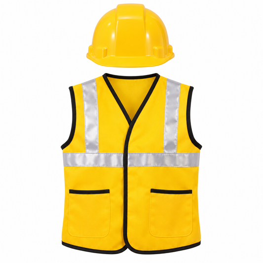 Yellow Engineer Role-Play Set Kids Costume – Size M || لبس أطفال طقم لعب أدوار المهندس الأصفر – مقاس M