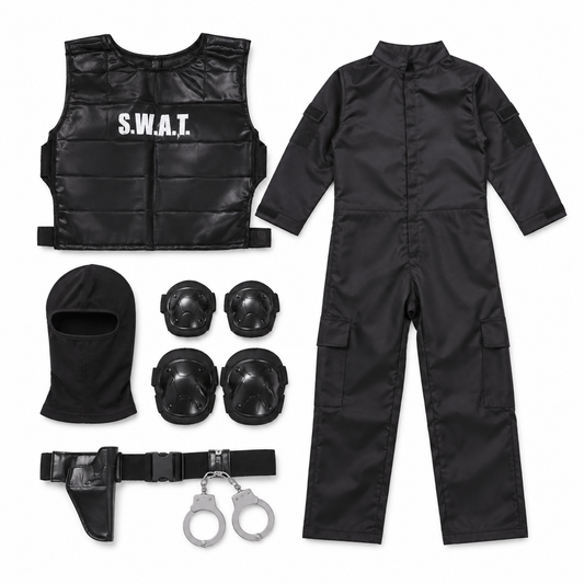 SWAT Role-Play Costume Set – Size S (90–110 cm) || طقم زي وحدة تدخل خاص للعب الأدوار – مقاس S (90–110 سم)