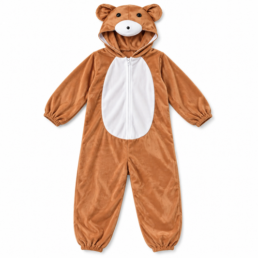 Brown Bear Hooded Costume Onesie – Size S (100–110 cm) || بدلة تنكرية بغطاء رأس بشكل دب بني – مقاس S (100–110 سم)