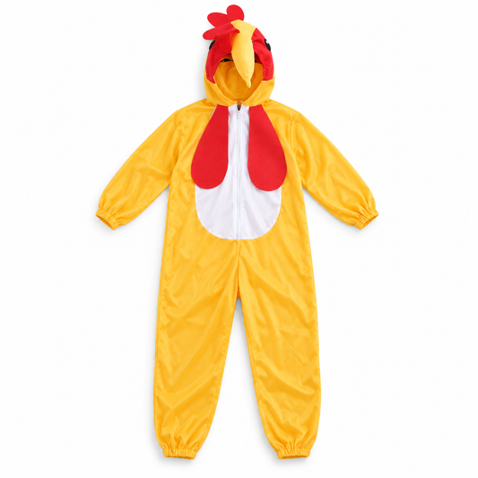 Yellow Rooster Hooded Costume – Size S (100–110 cm) || زي ديك أصفر بغطاء رأس – مقاس S (100–110 سم)